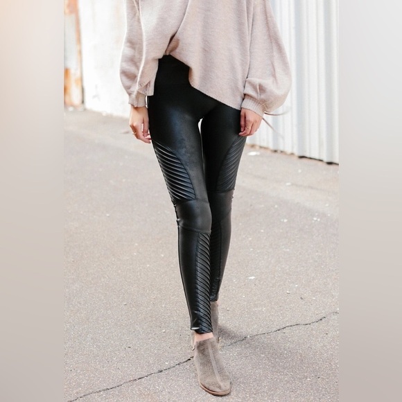 SPANX Pants - Spanx Faux Leather Legging, Black Moto
